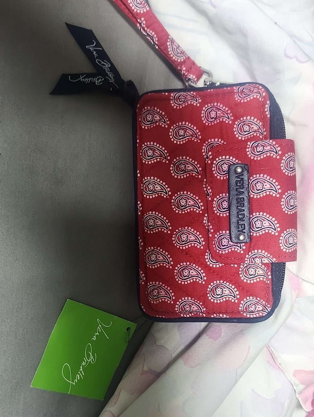 Vera Bradley Red Paisley Wristlet with Strap